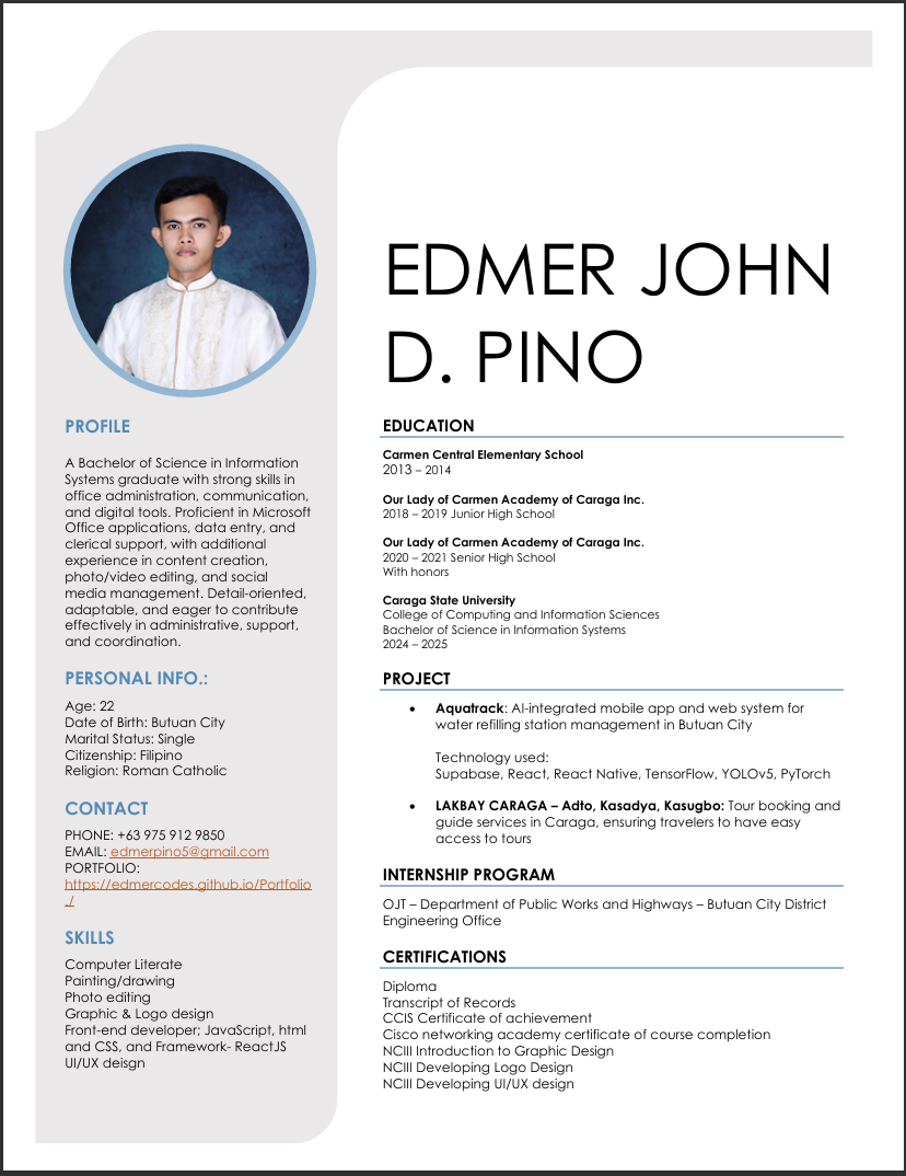 Edmer John D. Pino Resume